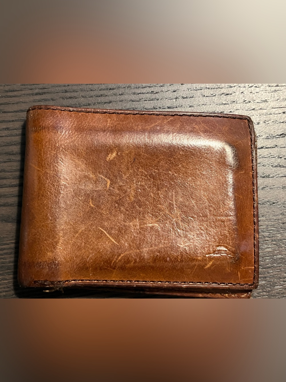 Vintage Tommy Bahama Genuine Leather Bifold Wallet Brown Distressed ID Window